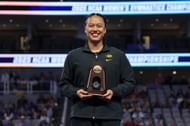 Helen Hu at the 2025 NCAA Women's Gymnastics Championships - Source: Getty